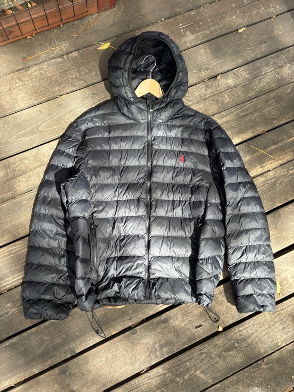 Polo by Ralph Lauren Black Hooded Packable Puffer Jacket